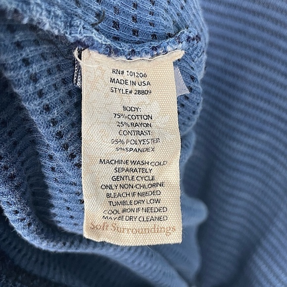 Soft Surroundings Tao Thermal Long Sleeve Top Size Small Waffle Knit Boat Neck - Picture 8 of 9